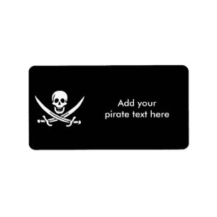 Étiquette Drapeau Jolly roger de pirate