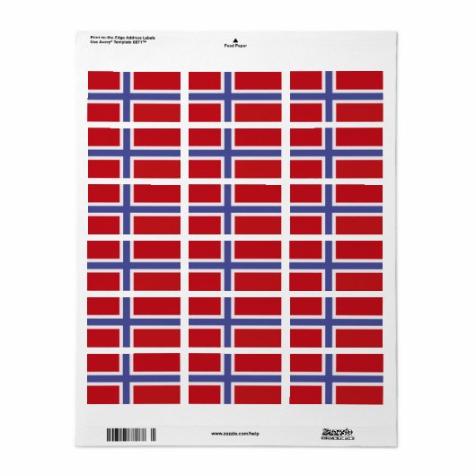 Étiquette Drapeau norvégien (Feuille entière)