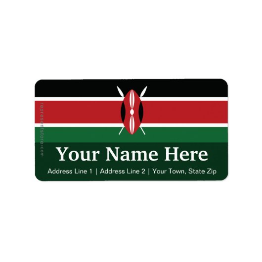 Étiquette Drapeau ordinaire du Kenya (Devant)