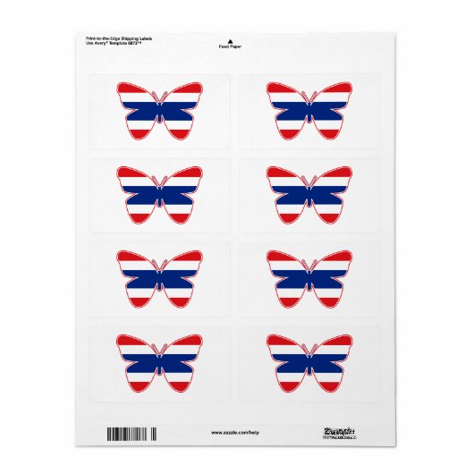 Étiquette Drapeau papillon thaïlandais (Feuille entière)