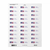 Étiquette Drapeau patriotique personnalisé USA (Feuille entière)