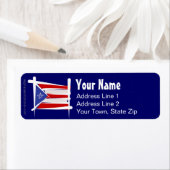 Étiquette Drapeau Porto Rico (En situation)