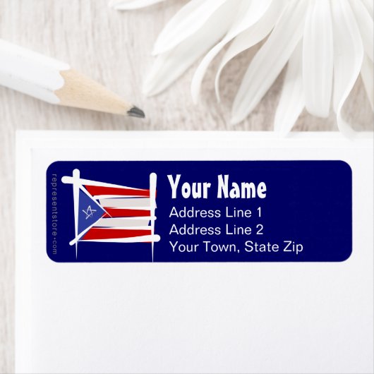 Étiquette Drapeau Porto Rico (En situation)