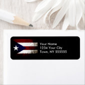 Étiquette Drapeau Porto Rico Black Grunge (En situation)