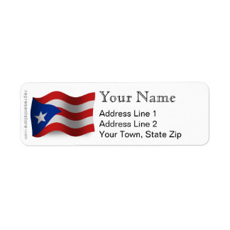 Étiquette Drapeau Porto Rico Waving