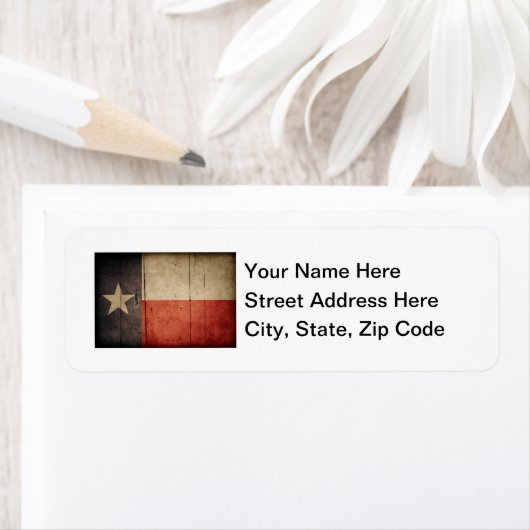 Étiquette Drapeau robuste de Wood Texas (En situation)