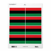 Étiquette Drapeau rouge, noir et vert (Feuille entière)