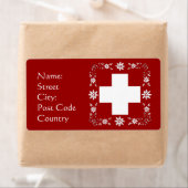 Étiquette Drapeau suisse et edelweiss (En situation)