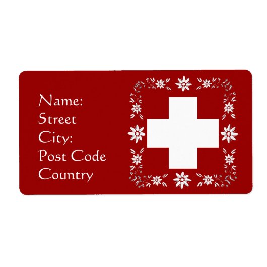 Étiquette Drapeau suisse et edelweiss (Devant)