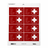 Étiquette Drapeau suisse et edelweiss (Feuille entière)