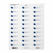 Étiquette Drapeau Texas blanc et bleu (Feuille entière)