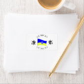 Étiquette Drapeau ukrainien avec blason et lions (En situation)