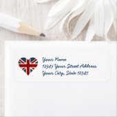 Étiquette Drapeau Union Jack en forme de coeur (En situation)