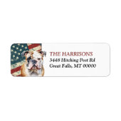 Étiquette Drapeau USA Bulldog Grunge (Devant)
