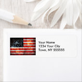 Étiquette Drapeau Vintage patiné (En situation)