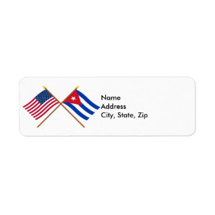 Étiquette Drapeaux croisés des États-Unis et de Cuba