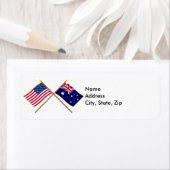 Étiquette Drapeaux croisés des États-Unis et de l'Australie (En situation)