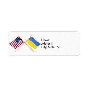 Étiquette Drapeaux croisés des États-Unis et de l'Ukraine