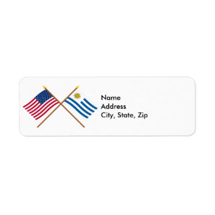 Étiquette Drapeaux croisés des États-Unis et de l'Uruguay