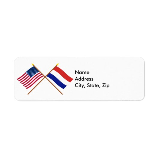 Étiquette Drapeaux croisés des États-Unis et de Pays-Bas (Devant)