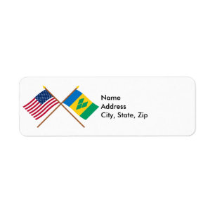 Étiquette Drapeaux croisés des États-Unis et de Saint-Vincen