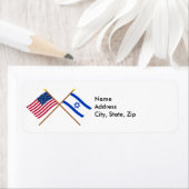 Étiquette Drapeaux croisés des États-Unis et d'Israël (En situation)