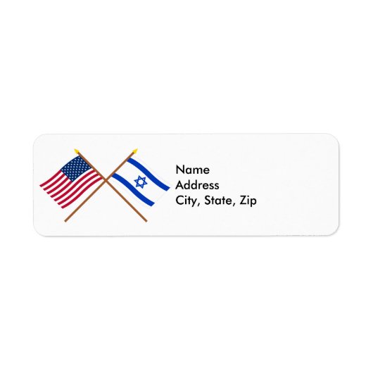 Étiquette Drapeaux croisés des États-Unis et d'Israël (Devant)