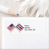 Étiquette Drapeaux croisés des États-Unis et du Costa Rica (En situation)