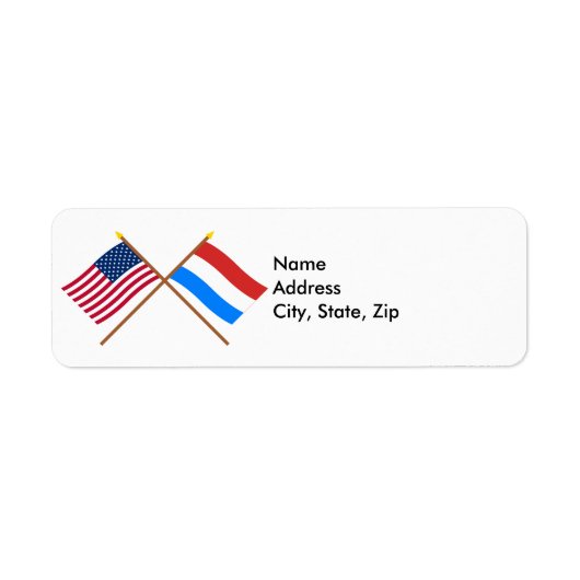 Étiquette Drapeaux croisés des États-Unis et du Luxembourg (Devant)