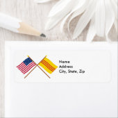 Étiquette Drapeaux croisés du Vietnam du Sud et des États-Un (En situation)