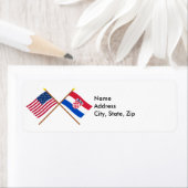 Étiquette Drapeaux croisés États-Unis et Croatie (En situation)