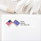 Étiquette Drapeaux croisés États-Unis et Grèce (En situation)