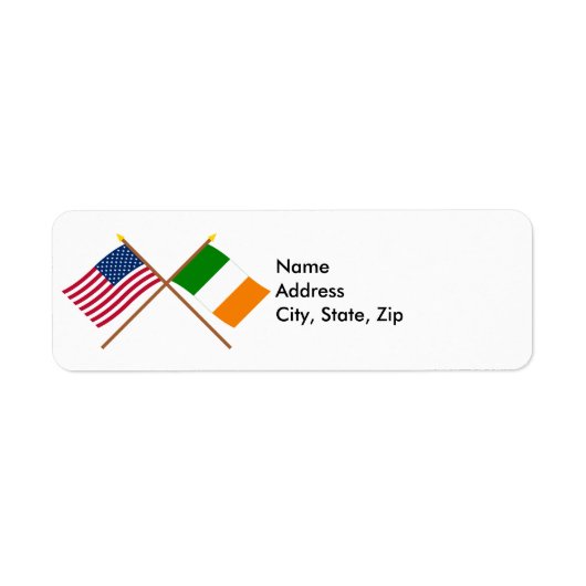 Étiquette Drapeaux croisés États-Unis et Irlande (Devant)