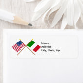 Étiquette Drapeaux croisés États-Unis et Italie (En situation)