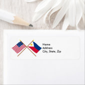Étiquette Drapeaux croisés États-Unis et Philippines (En situation)