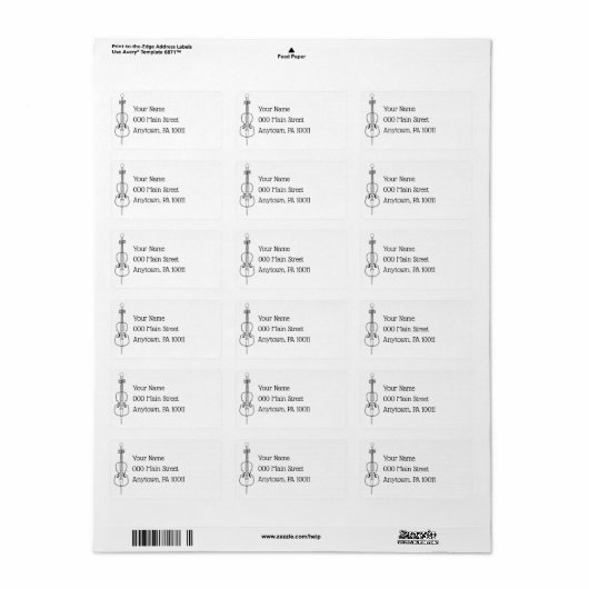 Étiquette Drawing du violoncelle (Feuille entière)