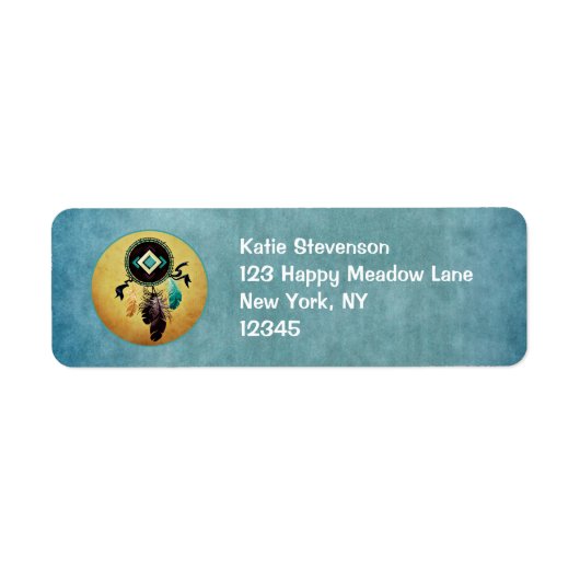 Étiquette Dreamcatcher sur un Arrière - plan texturé bleu (Devant)