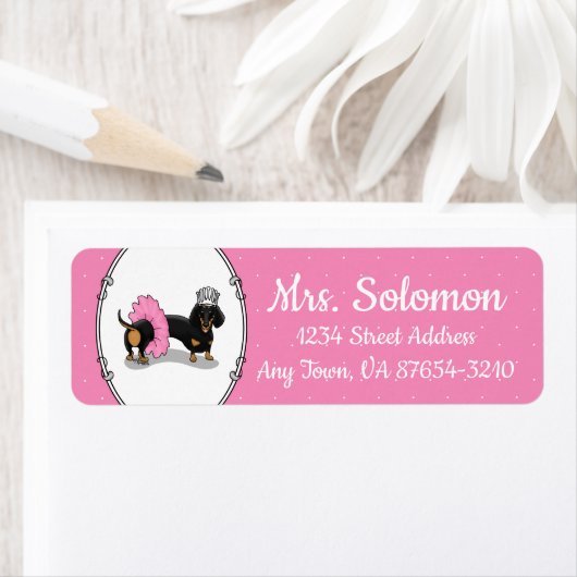 Étiquette Drôle Ballerina Princess Dachshund (noir & bronzag (En situation)