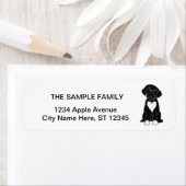 Étiquette Drôle chien d'eau portugais noir (En situation)