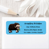 Étiquette Drôle dessin animé de boeuf musqué (En situation)