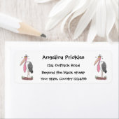 Étiquette Drôle dessin animé de cigogne en marabou (En situation)