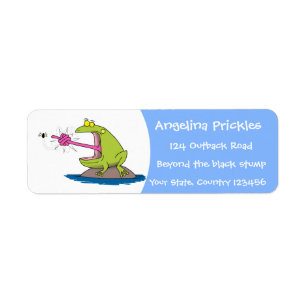 Étiquette Drôle dessin animé de grenouille et mouche
