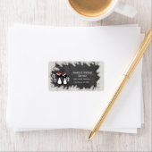 Étiquette Drôle dessin de vacances Père Noël chat couple tab (En situation)