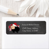 Étiquette Drôle dessin de vacances Père Noël mouton tableau (En situation)