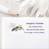 Étiquette Drôle dessin d'insecte moustique (En situation)