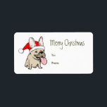 Étiquette Drôle French Bulldog Père Noël Christmas Cadeau Ta<br><div class="desc">Balises cadeau de Noël à Bulldog. Drôle Tan French Bulldog portant un chapeau de Père Noël. Idéal pour coller sur et à partir des étiquettes pour tous vos cadeaux de vacances. Visitez le Doodle World de Jenn pour encore plus d'amusement les stickers French Bulldog Xmas et les dessins animés pour...</div>