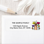 Étiquette Drôle loutre de mer dans le dessin de jardin fleur (En situation)