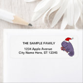 Étiquette Drôle Manatee à Santa Hat Caricature de Noël (En situation)