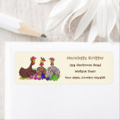 Étiquette Drôle marron poulets de la ferme tricot dessin ani (En situation)