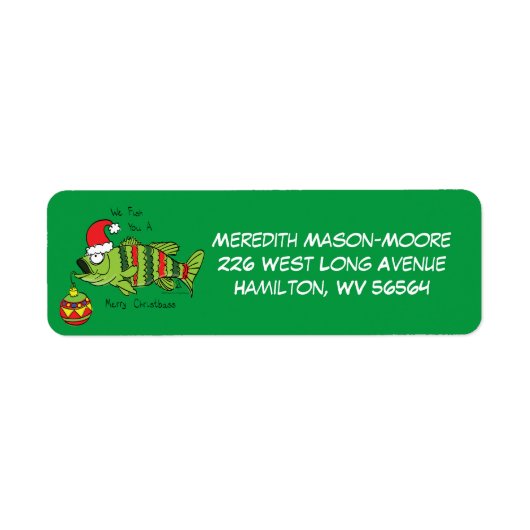 Étiquette Drôle Poisson Basse de Noël Pêche Cute Cartoon (Devant)